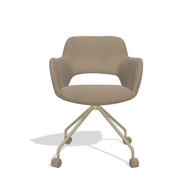 Dining Chair Jolly 6517 in Leather B968 (taupe), champagne legs, front view