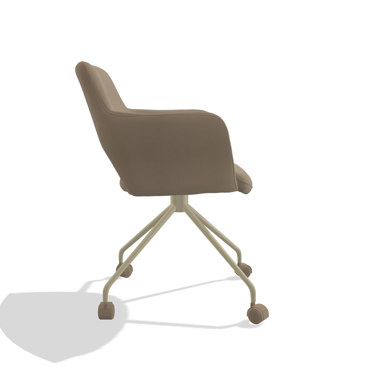 Dining Chair Jolly 6517 in Leather B968 (taupe), champagne legs, side view