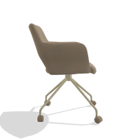 Dining Chair Jolly 6517 in Leather B968 (taupe), champagne legs, side view