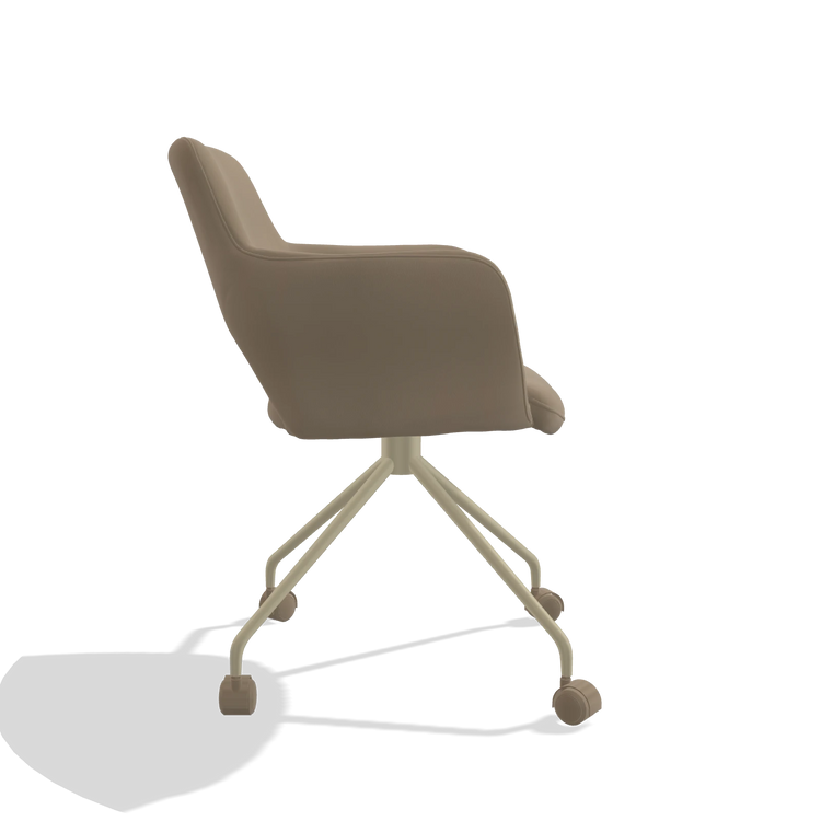 Dining Chair Jolly 6517 in Leather B968 (taupe), champagne legs, side view