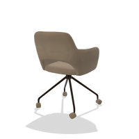 Dining Chair Jolly 6517 in Leather B968 (taupe), espresso legs, back angled view