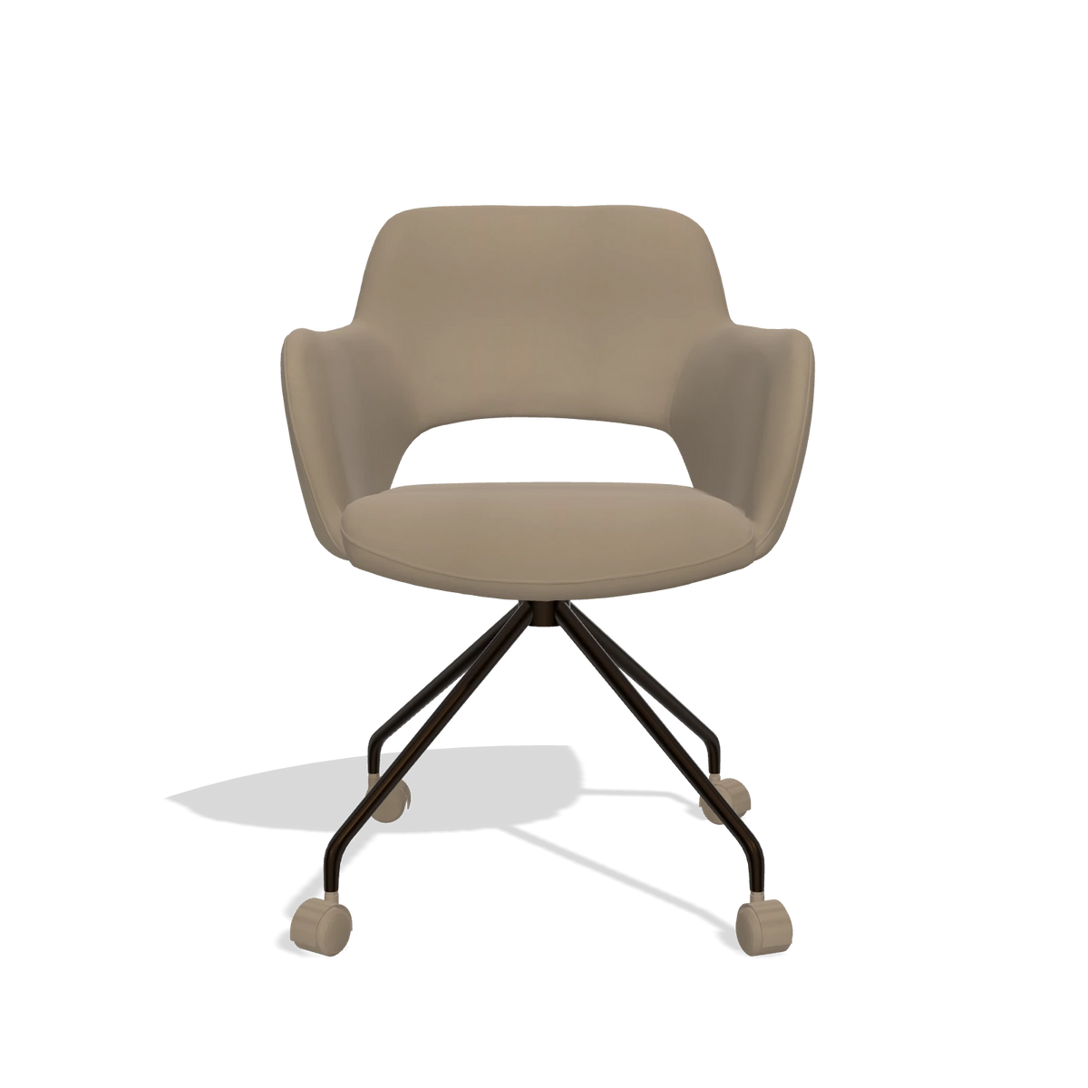 Dining Chair Jolly 6517 in Leather B968 (taupe), espresso legs, front view