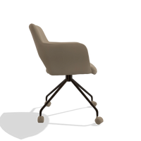 Dining Chair Jolly 6517 in Leather B968 (taupe), espresso legs, side view