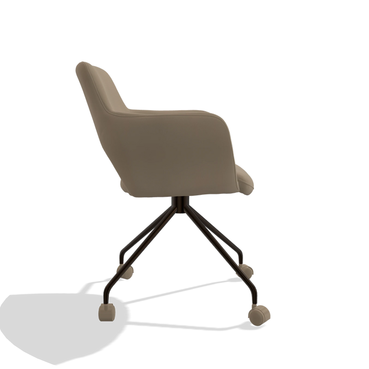 Dining Chair Jolly 6517 in Leather B968 (taupe), espresso legs, side view