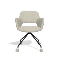 Sedia da pranzo Jolly 6517 in Pelle B971 (grigio chiaro), gambe in nero, vista frontale