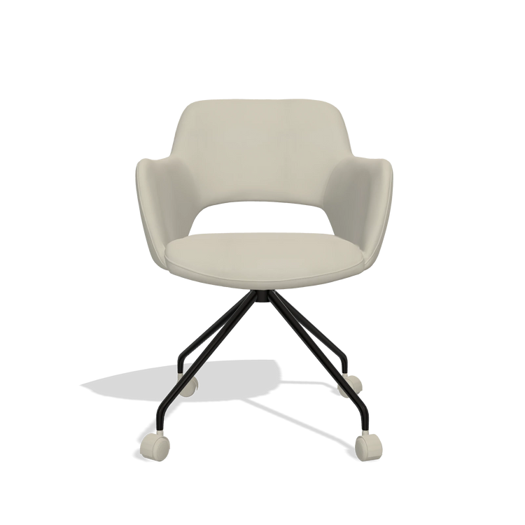 Sedia da pranzo Jolly 6517 in Pelle B971 (grigio chiaro), gambe in nero, vista frontale