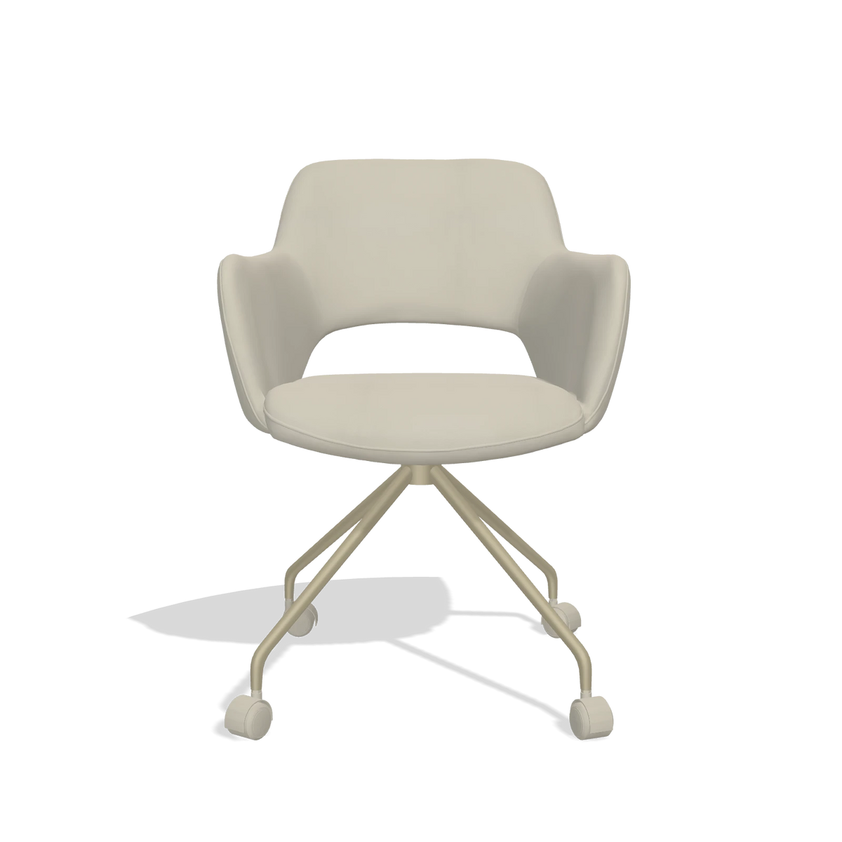 Sedia da pranzo Jolly 6517 in Pelle B971 (grigio chiaro), gambe in champagne, vista frontale