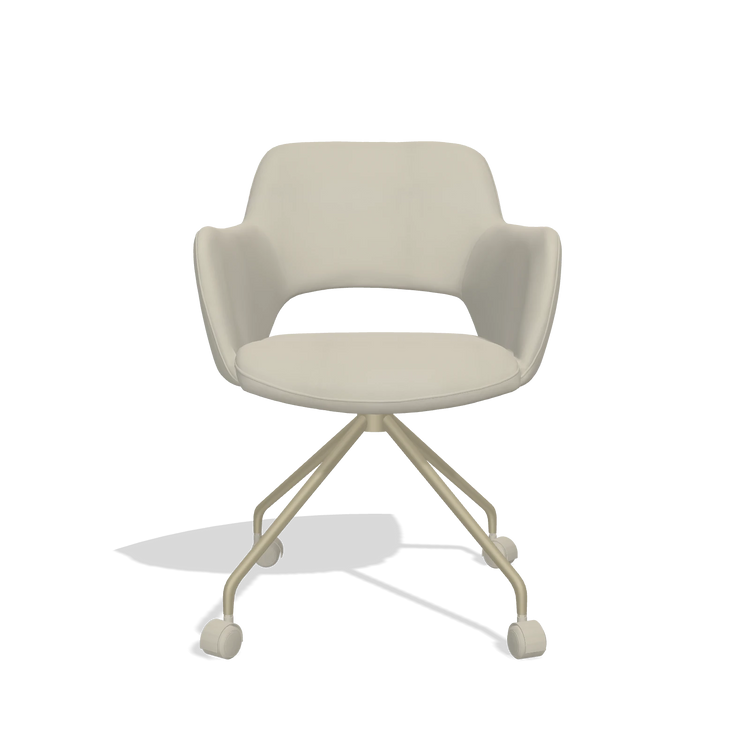 Sedia da pranzo Jolly 6517 in Pelle B971 (grigio chiaro), gambe in champagne, vista frontale