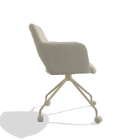 Sedia da pranzo Jolly 6517 in Pelle B971 (grigio chiaro), gambe in champagne, vista laterale