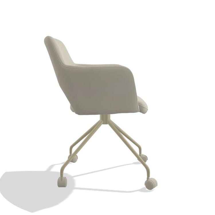 Sedia da pranzo Jolly 6517 in Pelle B971 (grigio chiaro), gambe in champagne, vista laterale