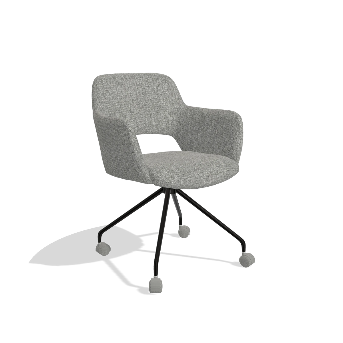 Dining Chair Jolly 6517 in Lodge 40 fabric (grey), black legs, angled view