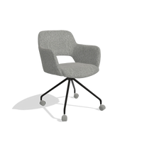 Dining Chair Jolly 6517 in Lodge 40 fabric (grey), black legs, angled view