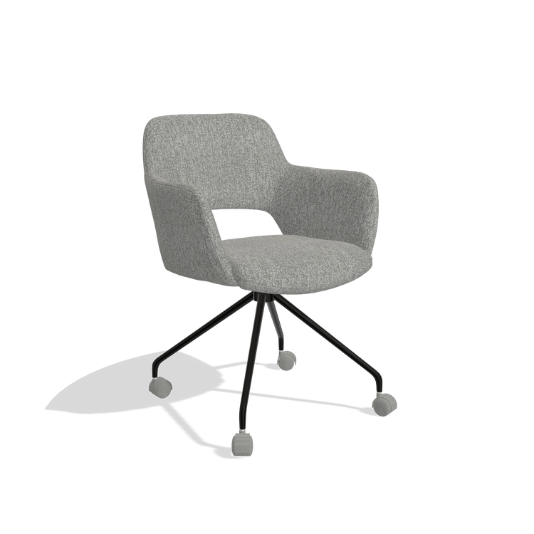 Dining Chair Jolly 6517 in Lodge 40 fabric (grey), black legs, angled view