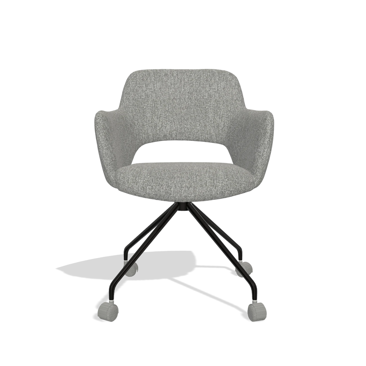 Dining Chair Jolly 6517 in Lodge 40 fabric (grey), black legs, front view
