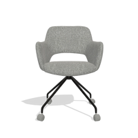 Dining Chair Jolly 6517 in Lodge 40 fabric (grey), black legs, front view