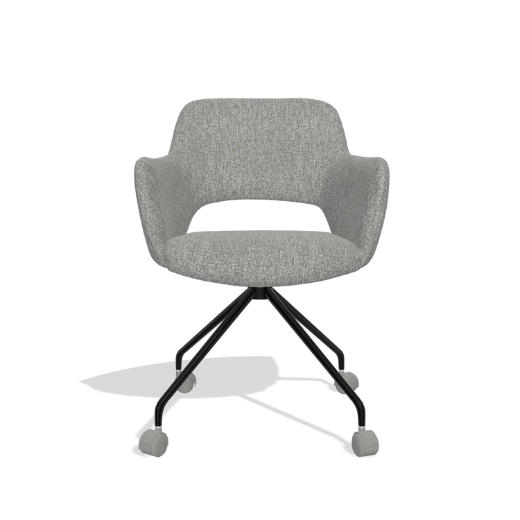 Dining Chair Jolly 6517 in Lodge 40 fabric (grey), black legs, front view