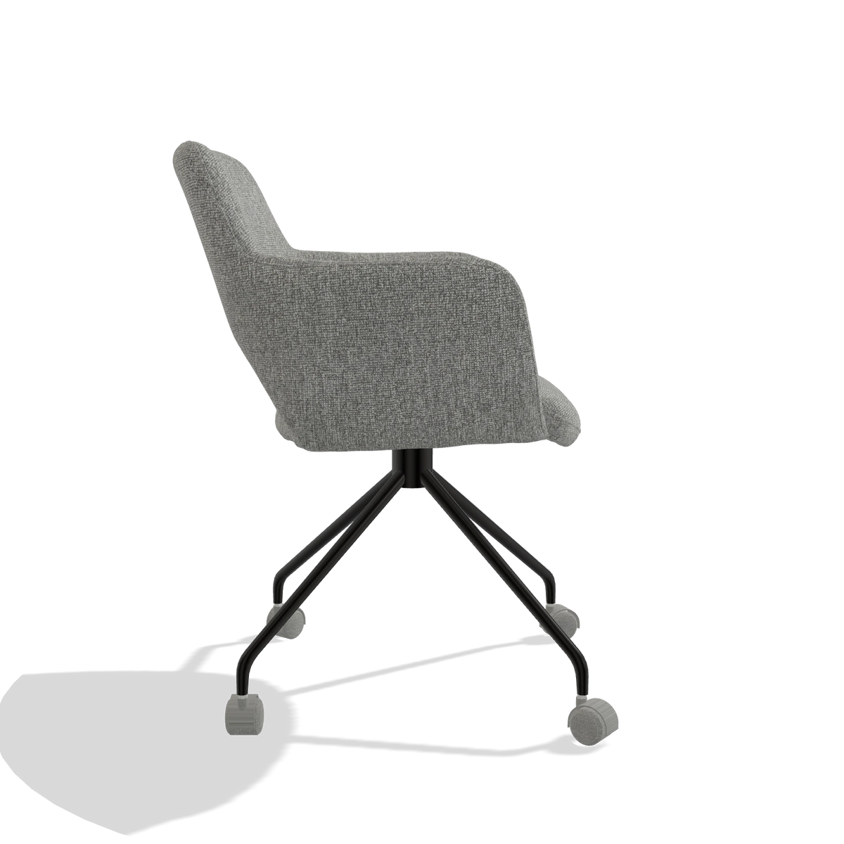 Dining Chair Jolly 6517 in Lodge 40 fabric (grey), black legs, side view