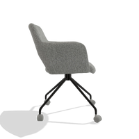 Dining Chair Jolly 6517 in Lodge 40 fabric (grey), black legs, side view