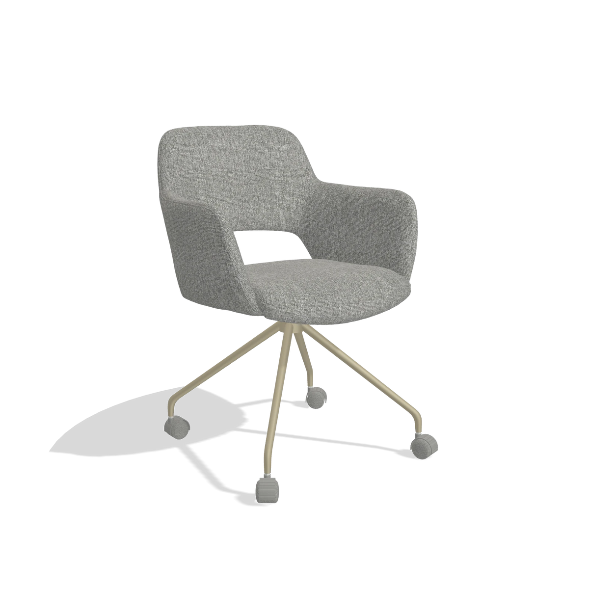 Dining Chair Jolly 6517 in Lodge 40 fabric (grey), champagne legs, angled view