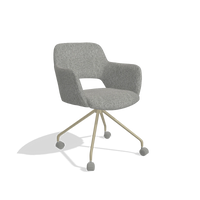 Dining Chair Jolly 6517 in Lodge 40 fabric (grey), champagne legs, angled view