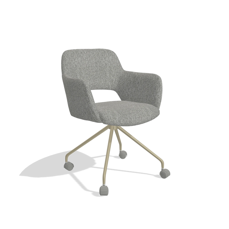 Dining Chair Jolly 6517 in Lodge 40 fabric (grey), champagne legs, angled view