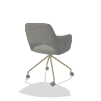 Dining Chair Jolly 6517 in Lodge 40 fabric (grey), champagne legs, back angled view