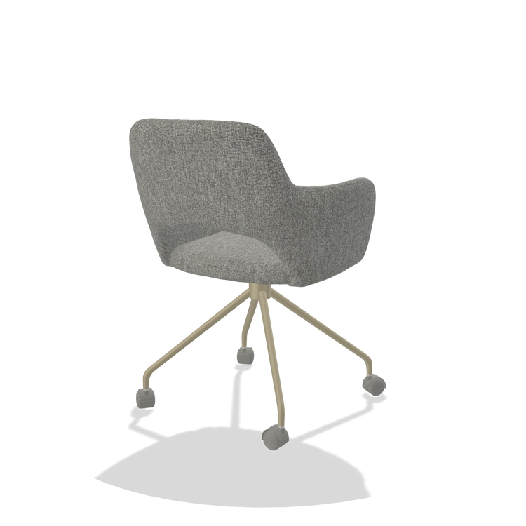 Dining Chair Jolly 6517 in Lodge 40 fabric (grey), champagne legs, back angled view