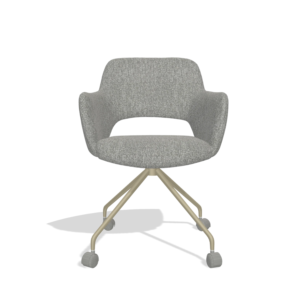 Dining Chair Jolly 6517 in Lodge 40 fabric (grey), champagne legs, front view