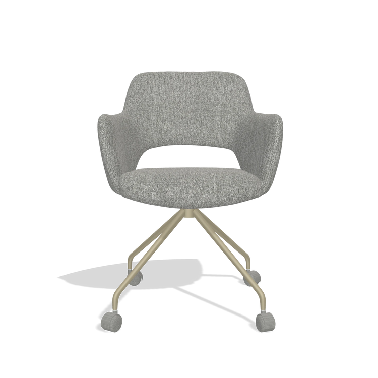 Dining Chair Jolly 6517 in Lodge 40 fabric (grey), champagne legs, front view