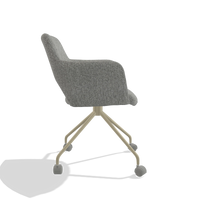 Dining Chair Jolly 6517 in Lodge 40 fabric (grey), champagne legs, side view