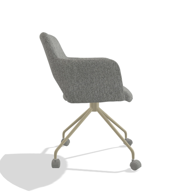 Dining Chair Jolly 6517 in Lodge 40 fabric (grey), champagne legs, side view