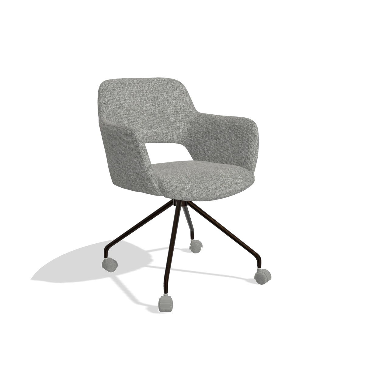 Dining Chair Jolly 6517 in Lodge 40 fabric (grey), espresso legs, angled view