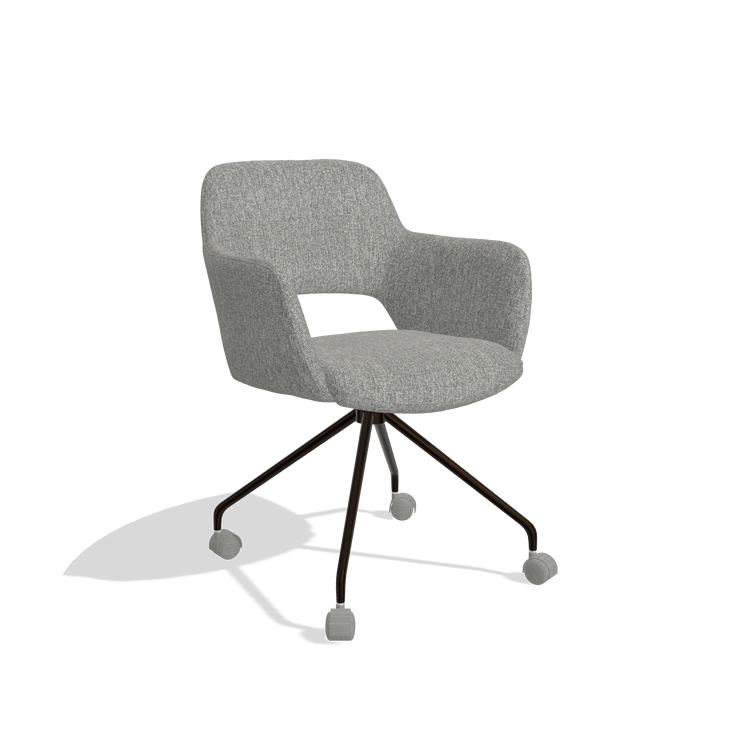 Dining Chair Jolly 6517 in Lodge 40 fabric (grey), espresso legs, angled view