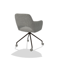 Dining Chair Jolly 6517 in Lodge 40 fabric (grey), espresso legs, back angled view