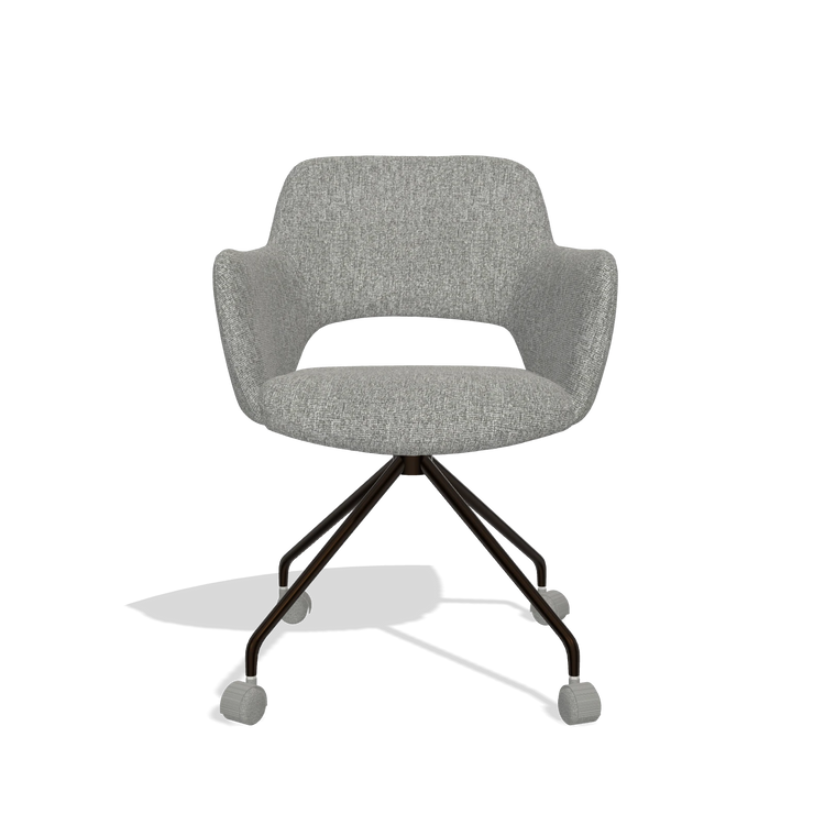 Dining Chair Jolly 6517 in Lodge 40 fabric (grey), espresso legs, front view