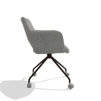 Dining Chair Jolly 6517 in Lodge 40 fabric (grey), espresso legs, side view