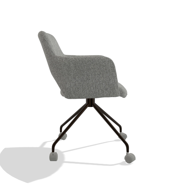 Dining Chair Jolly 6517 in Lodge 40 fabric (grey), espresso legs, side view