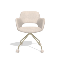 Dining Chair Jolly 6517 in Mito 01 fabric (light grey), champagne legs, front view