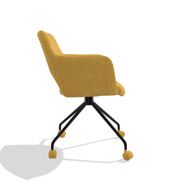 Dining Chair Jolly 6517 in Mito 132 fabric (ochre), black legs, side view