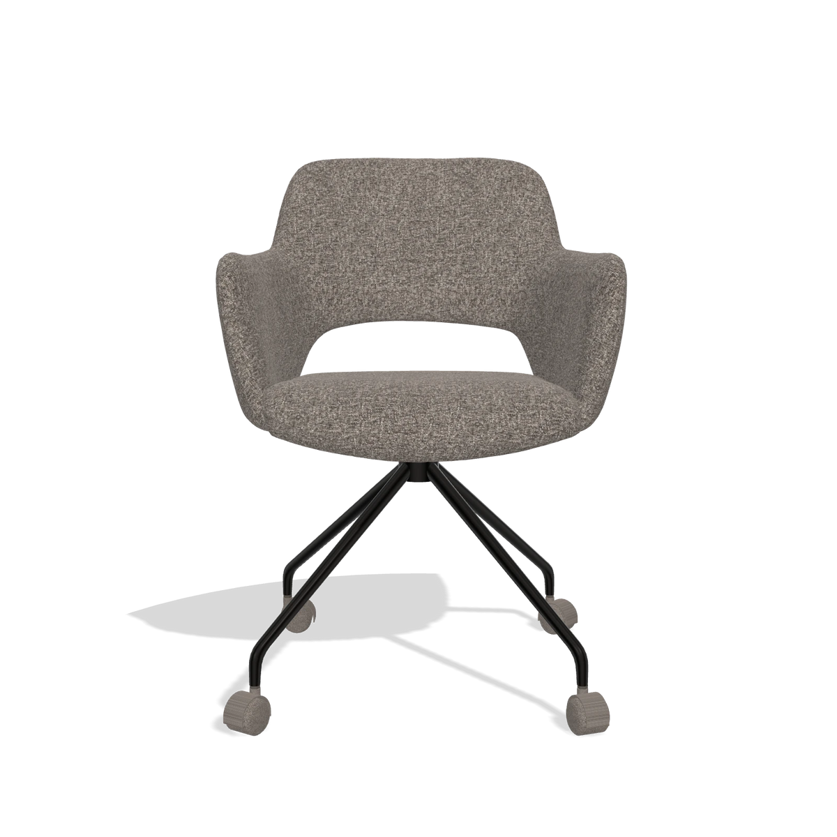 Dining Chair Jolly 6517 in Oasis 108 fabric (dark grey), black legs, front view