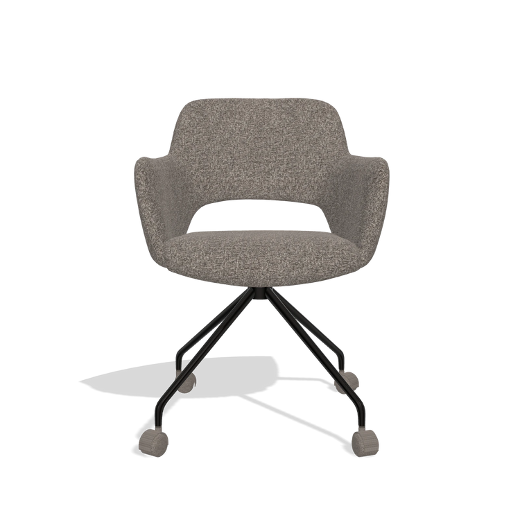 Dining Chair Jolly 6517 in Oasis 108 fabric (dark grey), black legs, front view