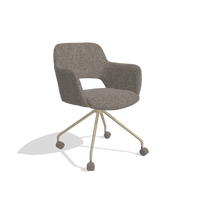 Dining Chair Jolly 6517 in Oasis 108 fabric (dark grey), champagne legs, angled view