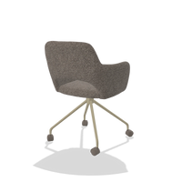 Dining Chair Jolly 6517 in Oasis 108 fabric (dark grey), champagne legs, back angled view