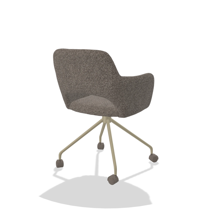 Dining Chair Jolly 6517 in Oasis 108 fabric (dark grey), champagne legs, back angled view