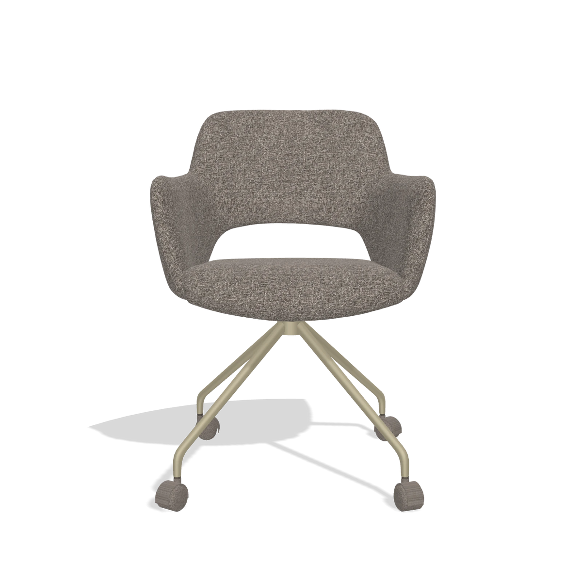 Dining Chair Jolly 6517 in Oasis 108 fabric (dark grey), champagne legs, front view