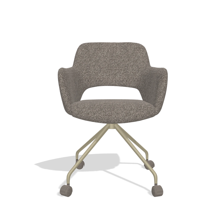 Dining Chair Jolly 6517 in Oasis 108 fabric (dark grey), champagne legs, front view