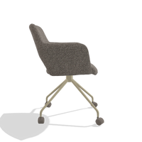 Dining Chair Jolly 6517 in Oasis 108 fabric (dark grey), champagne legs, side view
