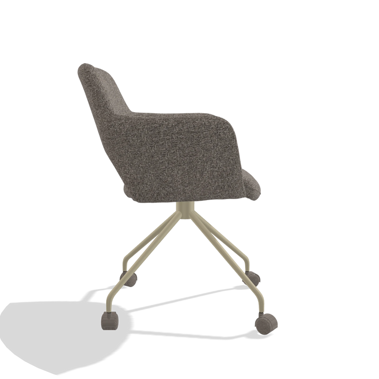 Dining Chair Jolly 6517 in Oasis 108 fabric (dark grey), champagne legs, side view