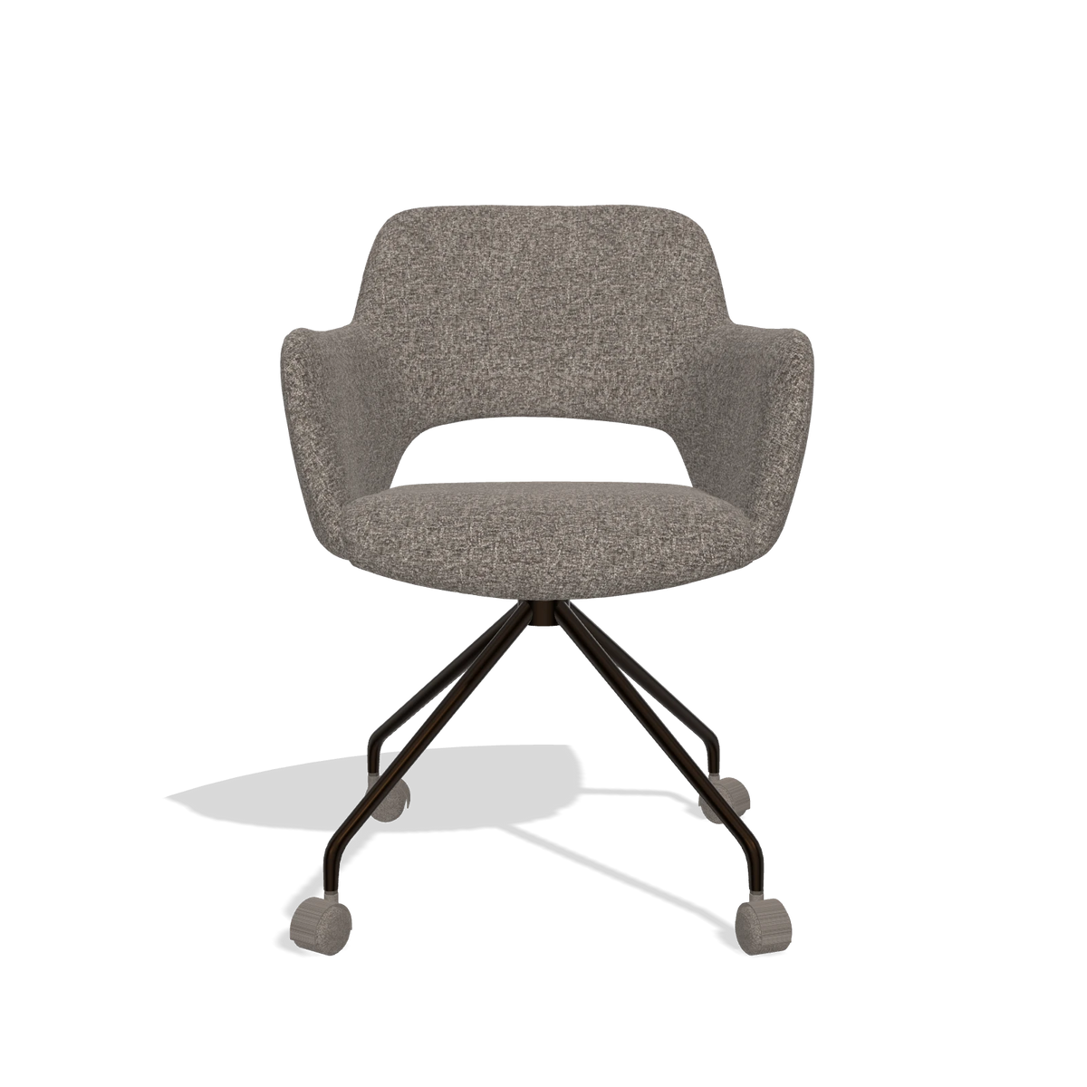 Dining Chair Jolly 6517 in Oasis 108 fabric (dark grey), espresso legs, front view