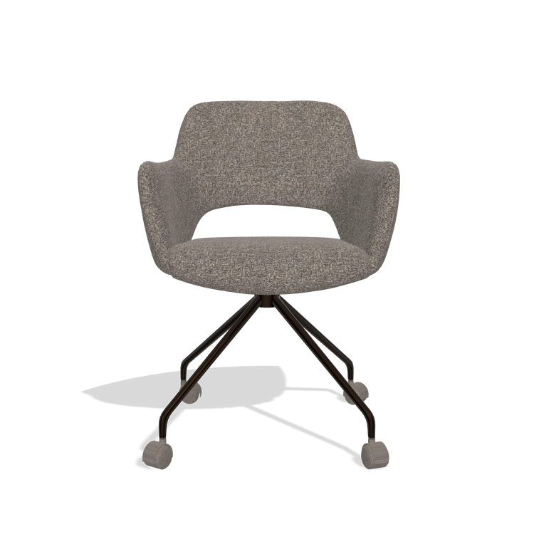 Dining Chair Jolly 6517 in Oasis 108 fabric (dark grey), espresso legs, front view